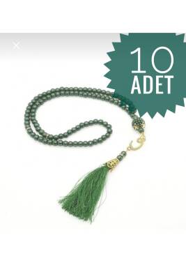 10 Adet 99'luk Inci Tesbih Çeyizlik, Hediyelik, Bohçalık (YEŞİL)