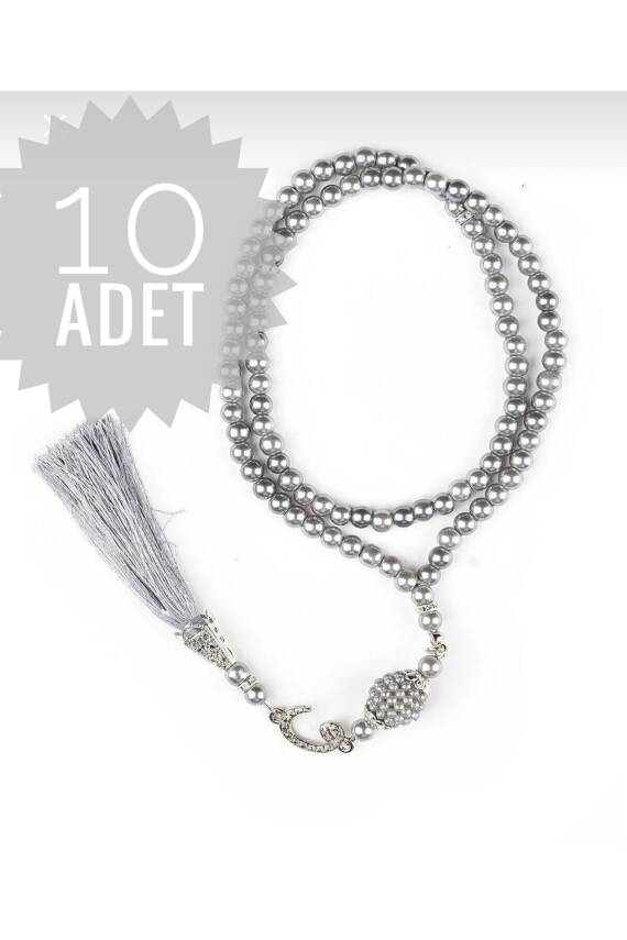 10 Adet 99'luk Inci Tesbih Çeyizlik, Hediyelik, Bohçalık (GRİ) - 1