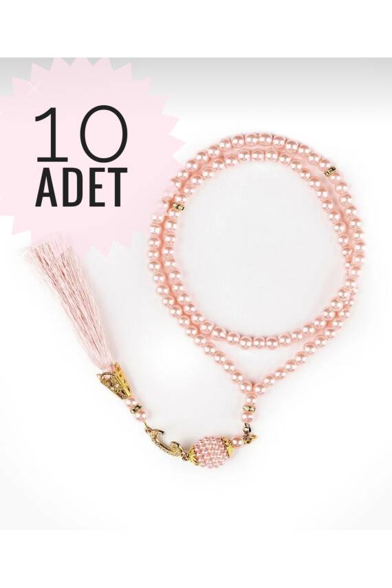 10 Adet 99'luk Inci Tesbih Çeyizlik, Hediyelik, Bohçalık (PEMBE) - 1