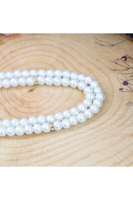 10 Adet Gül Püsküllü 99'luk Inci Tesbih Çeyizlik, Hediyelik, Bohçalık (KREM) - 3