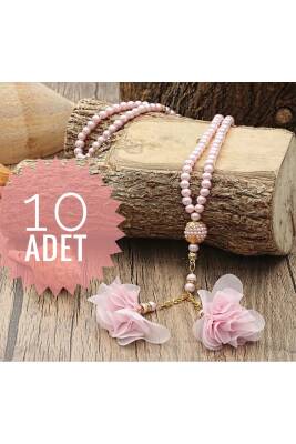 10 Adet Gül Püsküllü 99'luk Inci Tesbih Çeyizlik (PUDRA)