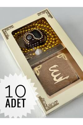 10 Adet Hediyelik Çeyizlik Kutulu Mini Kur'an-ı Kerim Tesbih Ve Taşlı Zikirmatik Setimiz ()