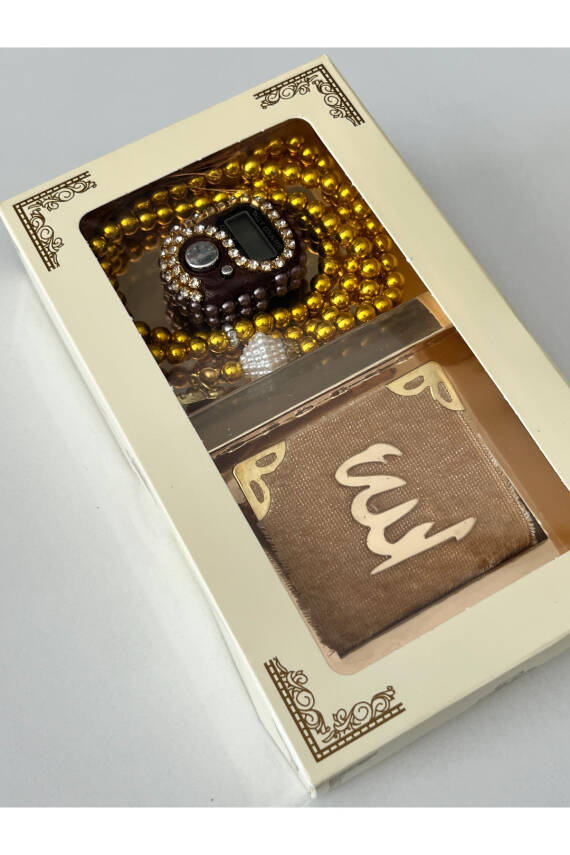 10 Adet Hediyelik Çeyizlik Kutulu Mini Kur'an-ı Kerim Tesbih Ve Taşlı Zikirmatik Setimiz () - 2