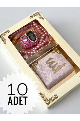 10 Adet Hediyelik Çeyizlik Kutulu Mini Kur'an-ı Kerim Tesbih Ve Taşlı Zikirmatik Setimiz ()