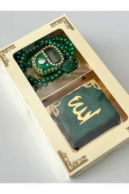 10 Adet Hediyelik Çeyizlik Kutulu Mini Kur'an-ı Kerim Tesbih Ve Taşlı Zikirmatik Setimiz () - 2