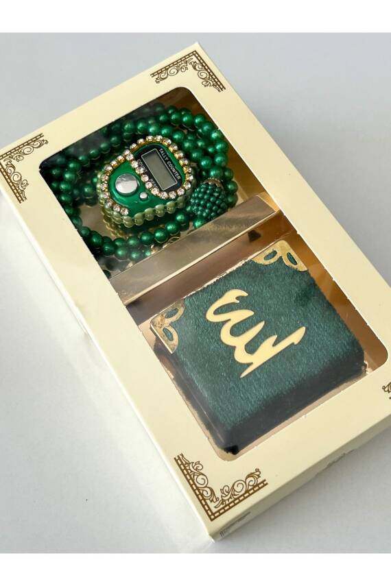 10 Adet Hediyelik Çeyizlik Kutulu Mini Kur'an-ı Kerim Tesbih Ve Taşlı Zikirmatik Setimiz () - 2