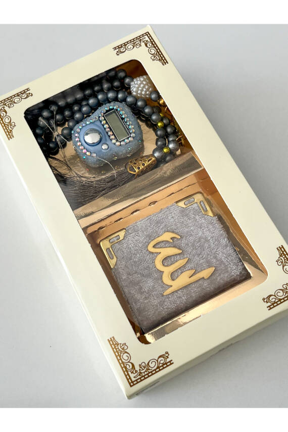 10 Adet Hediyelik Çeyizlik Kutulu Mini Kur'an-ı Kerim Tesbih Ve Taşlı Zikirmatik Setimiz () - 2