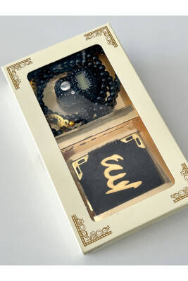 10 Adet Hediyelik Çeyizlik Kutulu Mini Kur'an-ı Kerim Tesbih Ve Taşlı Zikirmatik Setimiz (Siyah) - 2