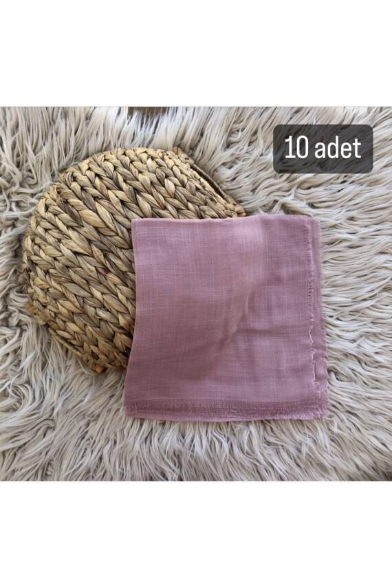 10'lu Paket Dağıtmalık Pamuklu Yazma Eşarp 100x100cm 10x (PUDRA) - 2
