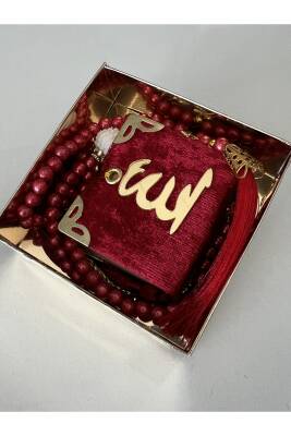 12 Adet Hediyelik Çeyizlik Mini Kuran Ve Inci Tesbih Seti (Kırmızı) - 2