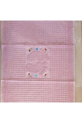 3 Adet Pudra Renk Nakışlı Ayak Havlusu %100 Pamuk Ölçü:50x70 (PUDRA) - 2