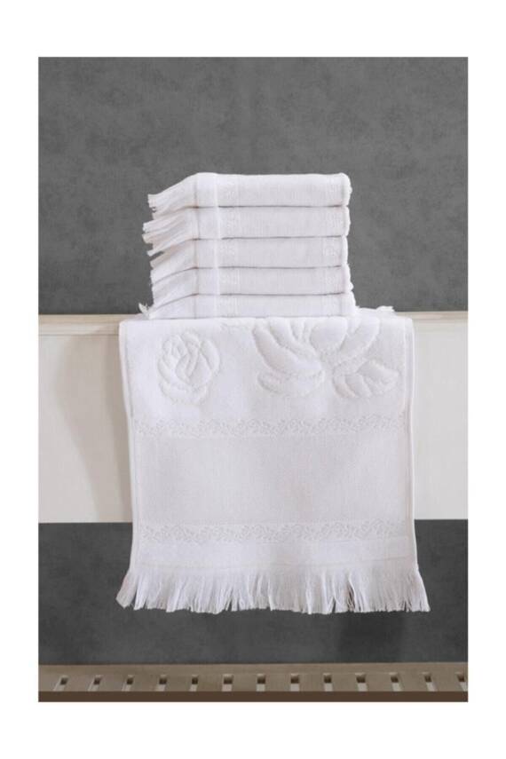 30 X 50 Etamın Jakarlı Sacaklı Soft Havlu 12'lı - Beyaz - Standart - 1