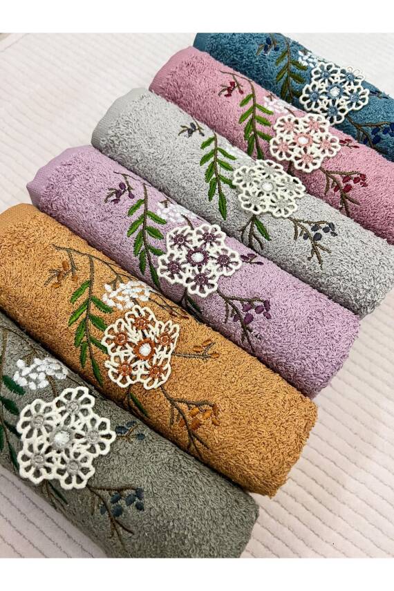 3d El Işleme Nakışlı Lüks Çeyizlik 30x50 6'lı Mutfak Havlu Seti (ASORTİ) - 3