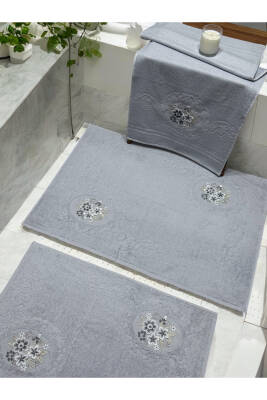 3d Nakış İşlemeli 3'lü Paspas Takımı (Gri) - 2