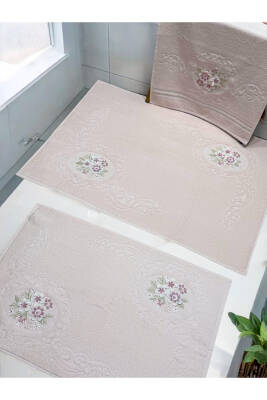 3d Nakış İşlemeli 3'lü Paspas Takımı (Pembe)