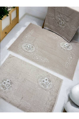 3d Nakış İşlemeli 3'lü Paspas Takımı (Bej)