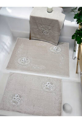 3d Nakış İşlemeli 3'lü Paspas Takımı (Bej) - 2