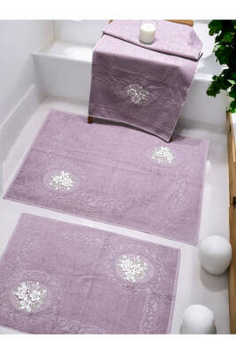 3d Nakış İşlemeli 3'lü Paspas Takımı (Gül Kurusu)