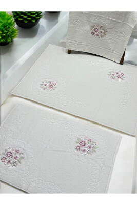 3d Nakış İşlemeli 3'lü Paspas Takımı (Ekru) - 2