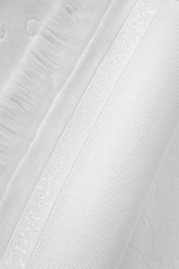 6 Adet 30x50 Etamın Jakarlı Sacaklı Beyaz Kaneviçe (BEYAZ) - 2