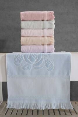 6 Adet 50x90 cm Etamin Bordörlü Kadife Saçaklı Havlu