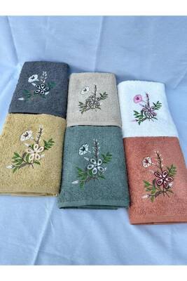 6 Adet Çiçek Desenli Çeyizlik 50x90 El Yüz Havlu Seti (ASORTİ) - 2
