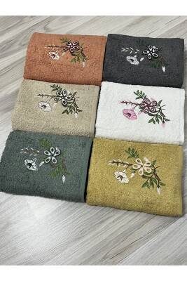 6 Adet Çiçek Desenli Çeyizlik 50x90 El Yüz Havlu Seti (ASORTİ) - 3