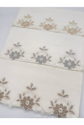 6 Adet Kadife Lüks Fransız Güpürlü Çeyizlik 50x90 El ve Yüz Havlusu (Ekru) - 8