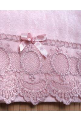 6'lı %100 Pamuklu Kadife Dantelli Güpürlü Fiyonklu Çeyizlik 30x50 Mutfak Havlusu (Krem*Pudra) - 4