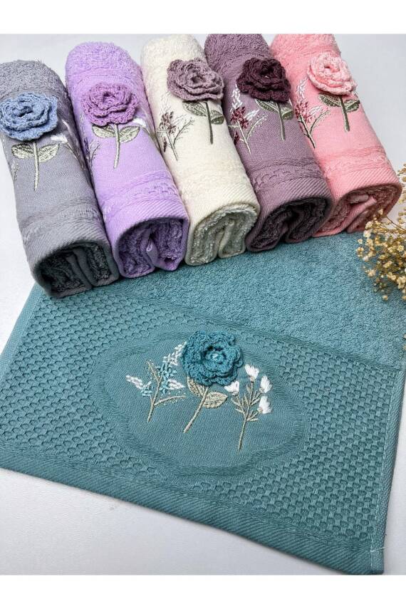 6’lı 3d Çiçek Desenli Jakarlı Pamuklu 30x50 Mutfak Havlu Seti (ASORTİ) - 2