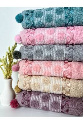 6’lı Ponponlu Jakarlı Pamuklu 30x50 Mutfak Havlu Seti (ASORTİ)