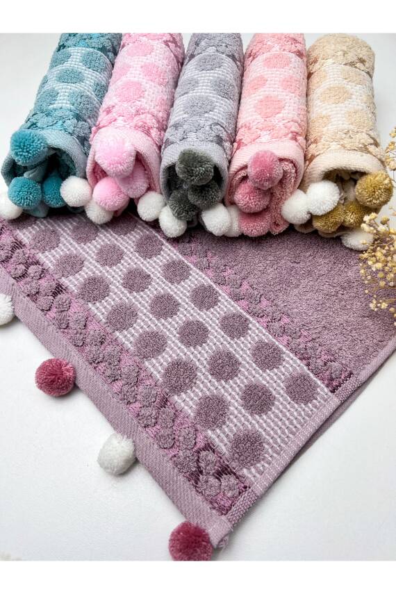 6’lı Ponponlu Jakarlı Pamuklu 30x50 Mutfak Havlu Seti (ASORTİ) - 2