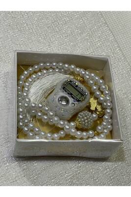 9 Adet Hediyelik Kutulu Tesbih ve Taşlı Zincir İşlemeli Zikirmatik Setimiz (Karışık renkler) - 2