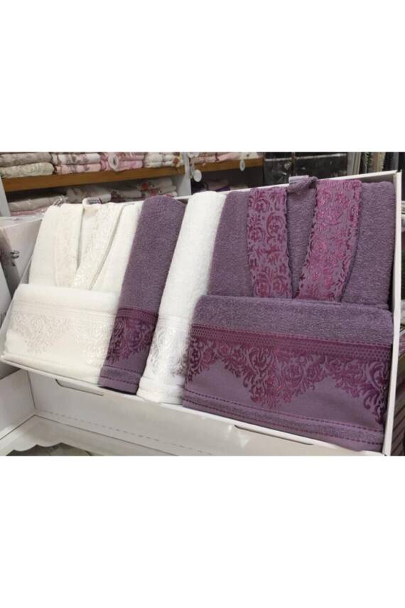 Aile Bornoz Seti (Krem-Mürdüm) - 1