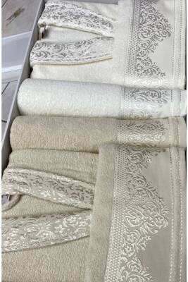 Aile Bornoz Seti 6 Parça Kutulu (KREM*AÇIKKAHVE) - 2