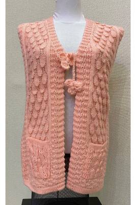 Angora Simli Örgü Kadın Yeleği (PEMBE)