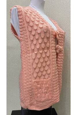 Angora Simli Örgü Kadın Yeleği (PEMBE) - 2