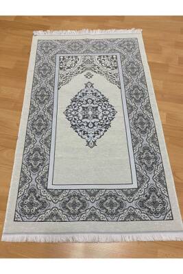 Çeyizlik Hediyelik Kutulu Gümüş Seccade Seti Lüks Tafta Seccade İnci Tesbih (Gri) - 2