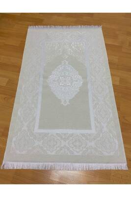 Çeyizlik Hediyelik Kutulu Krem Seccade Seti Lüks Tafta Seccade, Inci Tesbih (KREM) - 2