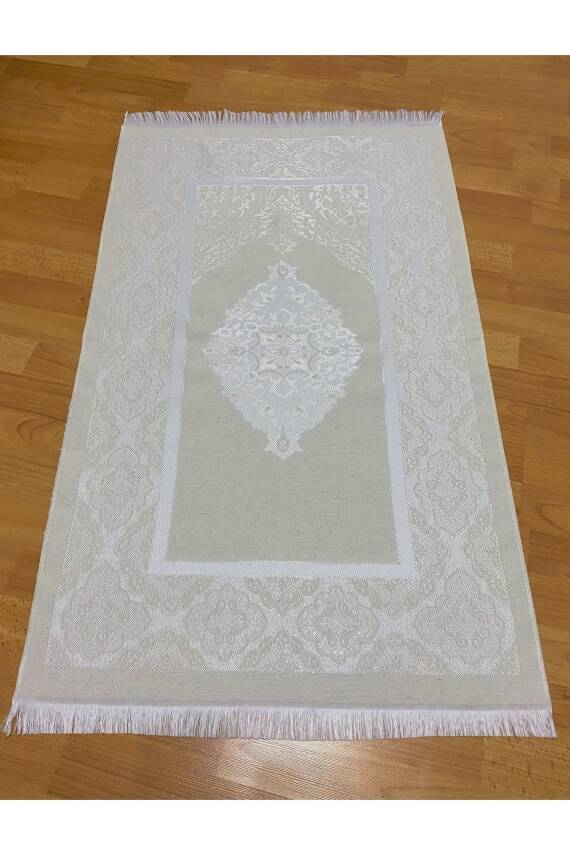 Çeyizlik Hediyelik Kutulu Krem Seccade Seti Lüks Tafta Seccade, Inci Tesbih (KREM) - 2