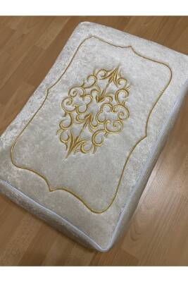 Çeyizlik Kadife Gold Işlemeli Cappuccino Bohça 60x40 Cm Nişan Gelin Damat Hurcu (Kahverengi)