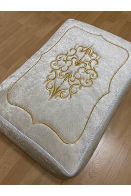 Çeyizlik Kadife Gold Işlemeli Cappuccino Bohça 60x40 Cm Nişan Gelin Damat Hurcu (Kahverengi) - 2