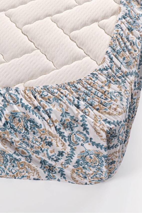 Çift Kişilik Pamuklu Kutulu Pike Takımı (Mavi) - 3