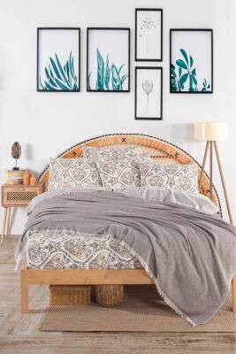 Çift Kişilik Pamuklu Kutulu Pike Takımı (Bej) - 2