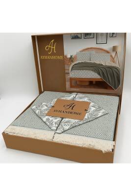 Çift Kişilik Pamuklu Kutulu Pike Takımı (Yeşil)