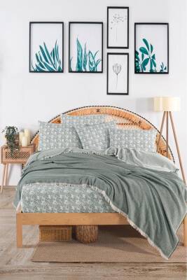 Çift Kişilik Pamuklu Kutulu Pike Takımı (Yeşil) - 2