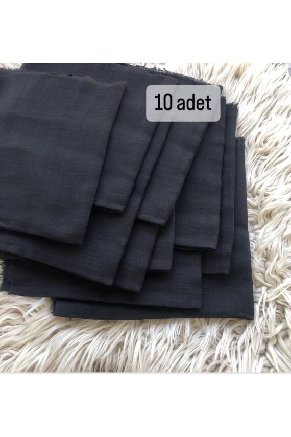 Flamlı 10'lu Paket Dağıtmalık Pamuklu Yazma Eşarp 100x100cm 10x (SİYAH) - 1