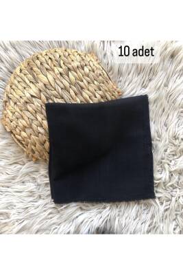 Flamlı 10'lu Paket Dağıtmalık Pamuklu Yazma Eşarp 100x100cm 10x (SİYAH) - 3