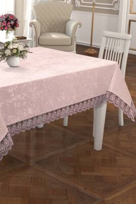 Fransız Güpürlü Lüks Kadife Masa Örtüsü (PUDRA) - 5