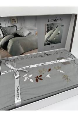Gardenia El İşi Nakışlı %100 Pamuklu Çift Kişilik Nevresim Takımı (Gri) - 2